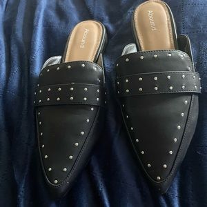 Abound black studded leather mules